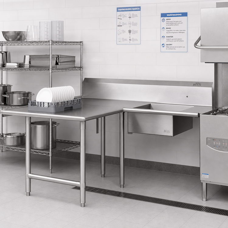 Product image #2 for John Boos Pro-Bowl L-Shaped Soiled Landing Dishtable, 96-Inch Corner-to-End, Left-to-Right