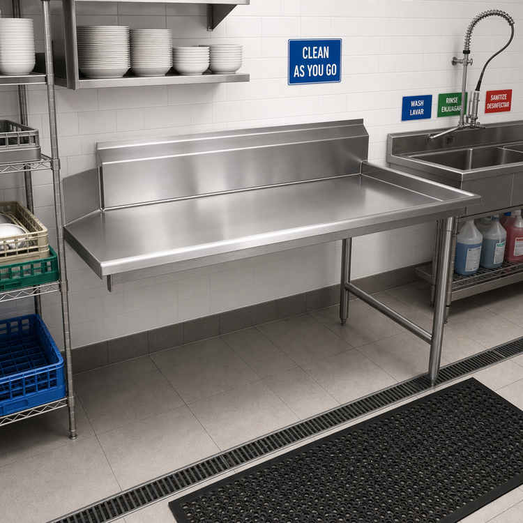 Product image #2 for 72 Inch x 30 Inch Left-to-Right Clean Dish Table with 9 Inch Splash, 304 Stainless Steel