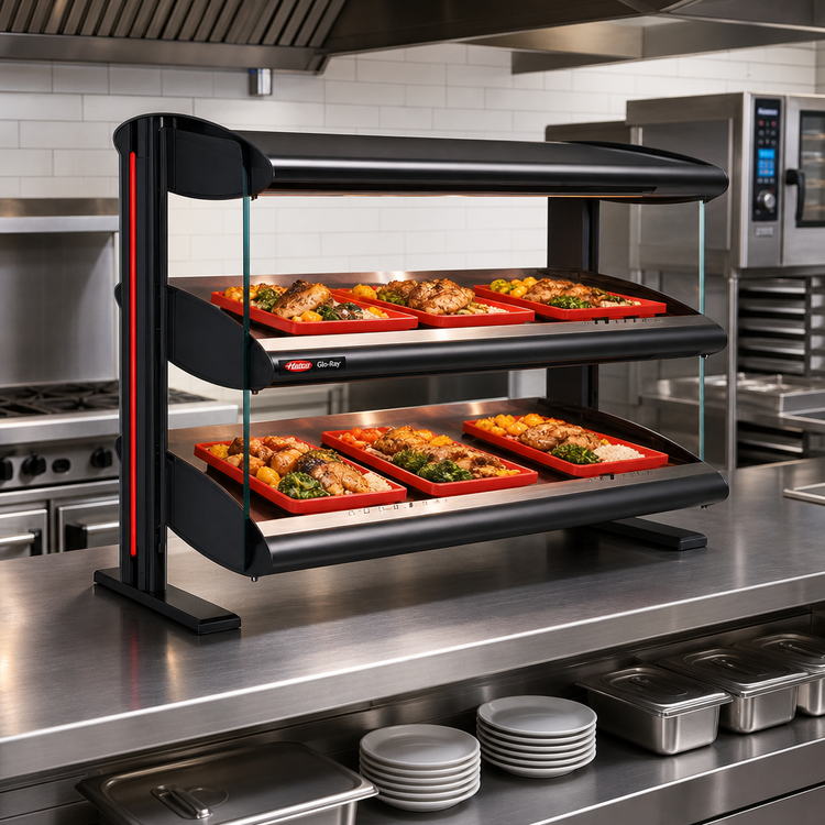 Product image #2 for Hatco Spot On Slant Dual-Shelf Heated Zone Merchandiser Warmer, 60-Inch Countertop Hot Food Display