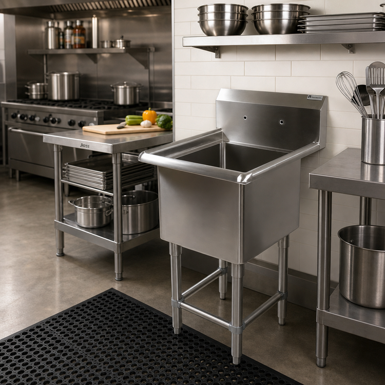 Product image #2 for John Boos Pro-Bowl 1-Compartment Stainless Steel Sink with 16 x 20 x 12-Inch Bowl and 10-Inch Backsplash