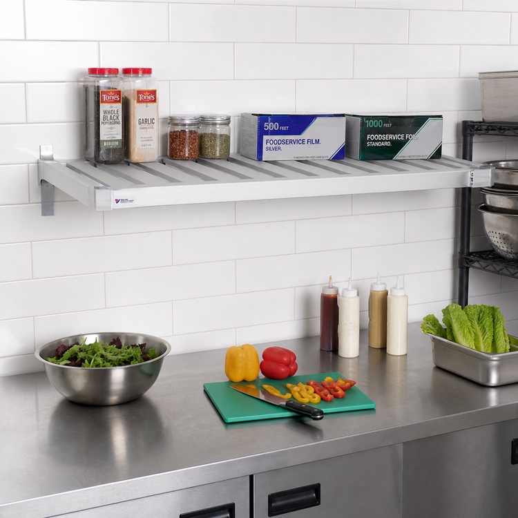 Product image #3 for New Age Adjust-A-Shelf T-Bar Wall-Mounted Shelf, 42 in. W x 15 in. D, Aluminum