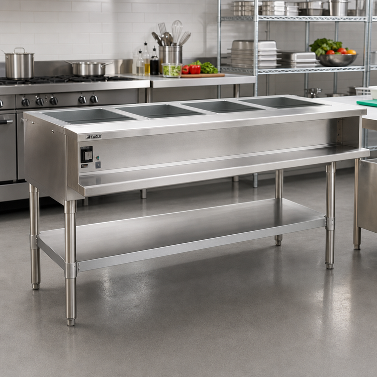Product image #2 for Eagle Group Water Bath Hot Food Table, Open Base, Liquid Propane, 63-1/2 Inch x 30-1/2 Inch