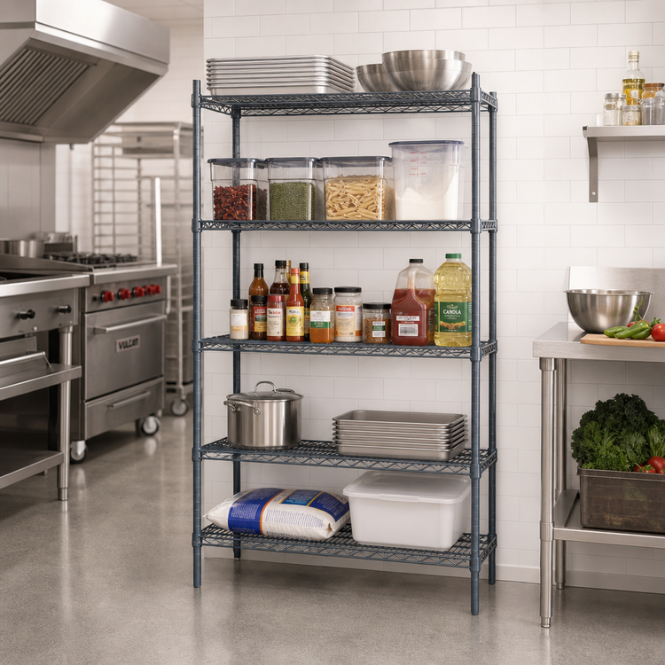 Product image #2 for Mixrite 36-Inch x 24-Inch 5-Shelf Wire Shelving Unit with 86-Inch Posts, Epoxy Slate Gray
