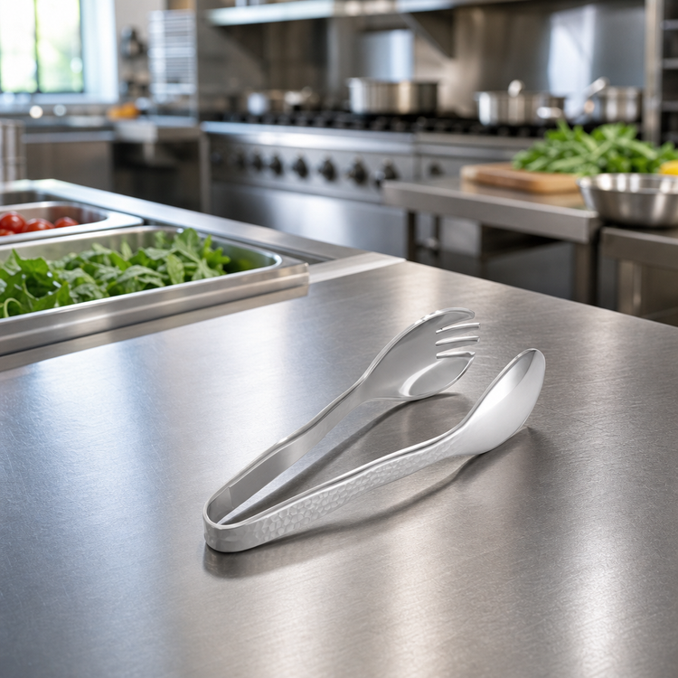 Product image #2 for Hammered Stainless Steel Serving Tongs, 6-Inch