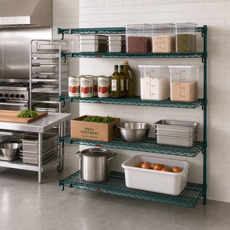 Product image #3 for Metro Super Erecta Super Adjustable Add-On Wire Shelving Unit, 60W x 21D x 63H, 4 Shelves, Green Epoxy-Coated