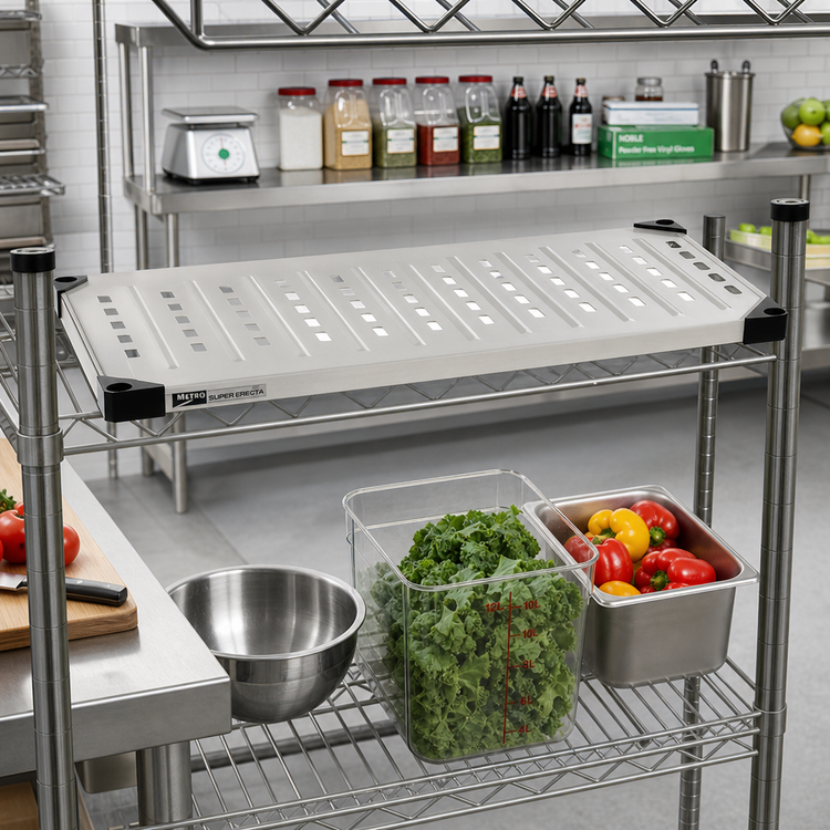 Product image #2 for Metro Super Erecta 30"W x 24"D Type 304 Stainless Steel Louvered/Embossed Shelf
