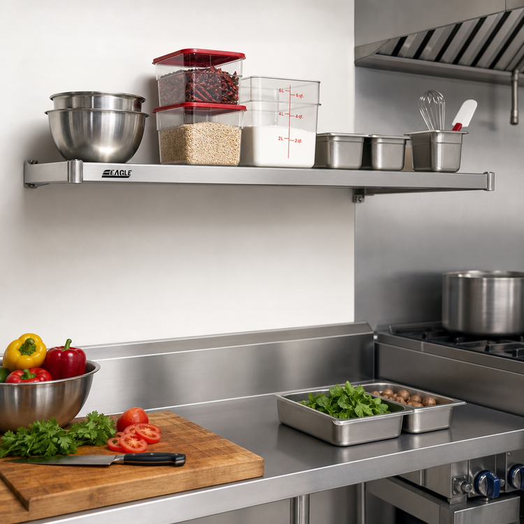 Product image #2 for Eagle Group Solid Stainless Steel Shelf, 60 x 14 Inch, Marine Edge, 400 lb Capacity