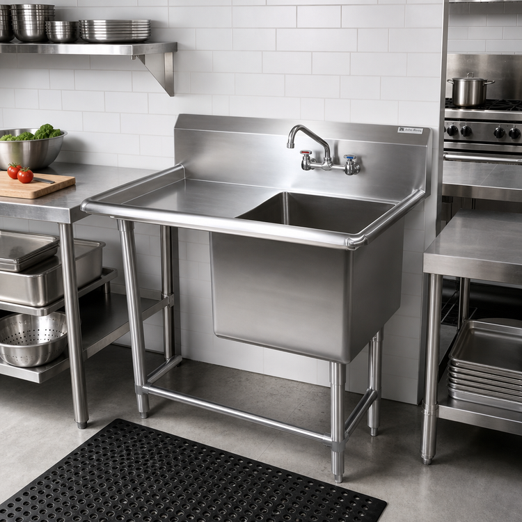 Product image #2 for John Boos Pro-Bowl 1-Compartment Stainless Steel Sink with Left Drainboard and 10-Inch Backsplash, 40-3/16-Inch Wide