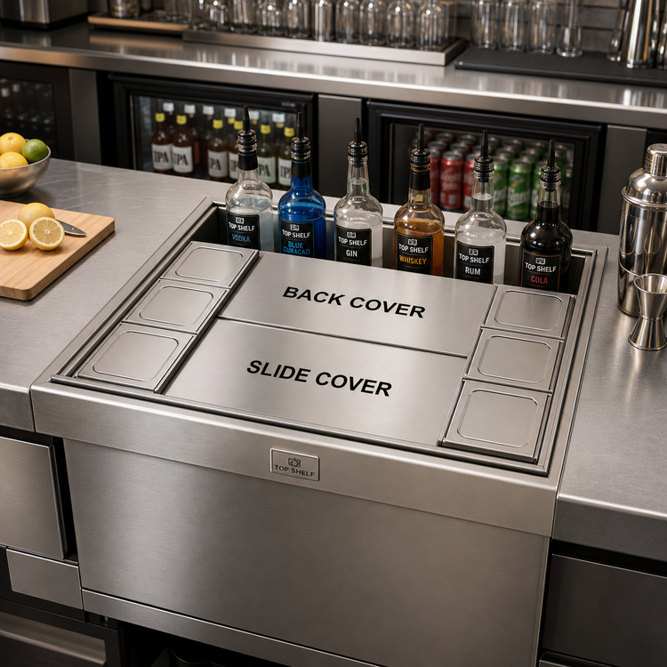 Product image #2 for Top Shelf 36-Inch Underbar 6-Bottle Bottle Well with Stainless Steel Sliding Cover Assembly