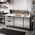 Thumbnail image #3 for Beverage-Air 72-Inch Three-Section Sandwich Prep Table with 12-Pan Top, 2 Doors, 2 Drawers, and Rear-Mounted Refrigeration