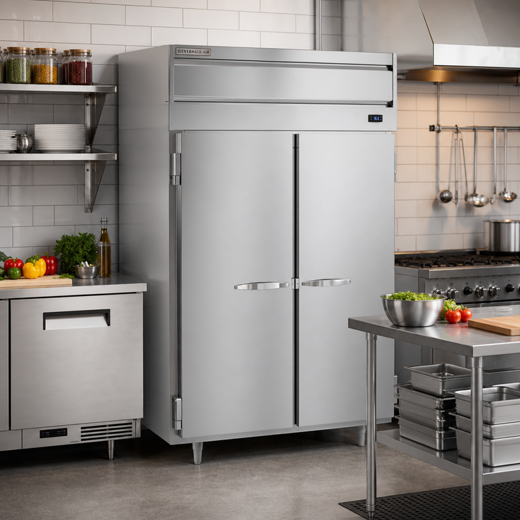 Product image #2 for Beverage Air P-Series Two-Section Reach-In Refrigerator, 44.57 Cu. Ft., Top-Mounted Self-Contained, Solid Doors