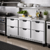Thumbnail image #2 for Beverage-Air 72-Inch Three-Section Undercounter Drawer Refrigerator, Rear-Mounted Self-Contained R290