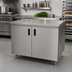 Thumbnail image #2 for Advance Tabco 48-Inch x 36-Inch Enclosed Stainless Steel Work Table with Cabinet Base, Mid-Shelf, and Hinged Doors