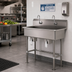 Thumbnail image #2 for Advance Tabco 40-Inch Two-Station Freestanding Knee Operated Hand Sink, 14 Gauge 304 Stainless Steel