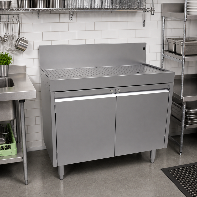 Product image #2 for CHOICE by Glastender 42-Inch Freestanding Stainless Steel Drainboard Cabinet with Hinged Doors