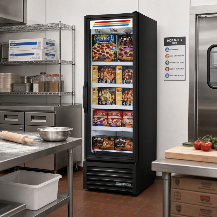 Product image #2 for True Full-Length Glass Door Freezer Merchandiser, 1-Section, Standard Depth, Black, -10°F
