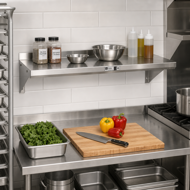 Product image #2 for John Boos 30-Inch 16-Gauge Stainless Steel Wall Shelf with 1-1/2-Inch Rear Riser
