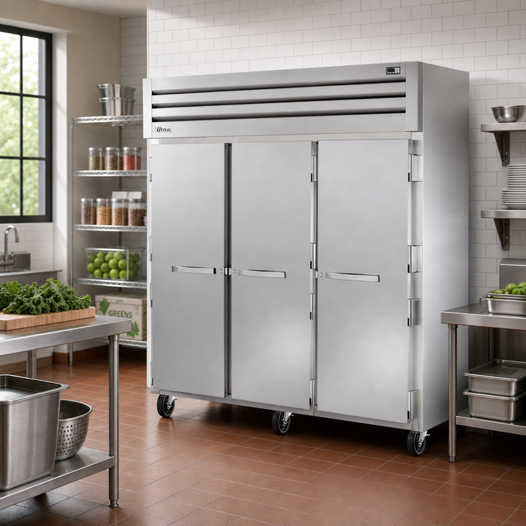 Product image #2 for True SPEC SERIES Three-Section Reach-In Solid Swing Door Refrigerator with Top-Mounted Self-Contained R290 Refrigeration