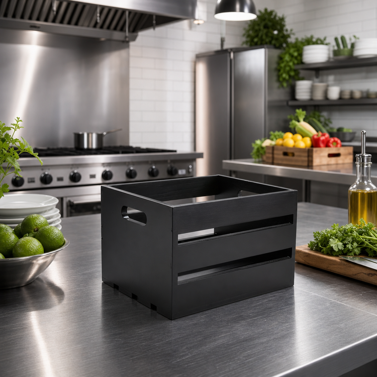 Product image #2 for Rectangular Black Wood Serving Crate