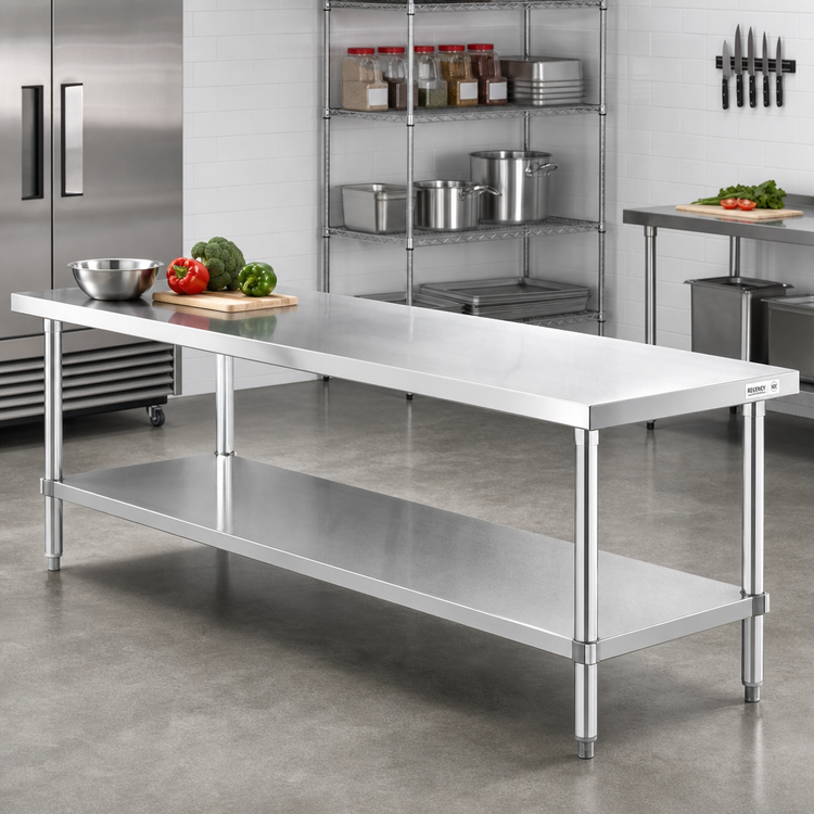 Product image #2 for Stainless Steel Undershelf for 96 Inch W x 18 Inch D Work Table