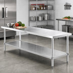 Thumbnail image #2 for Klinger's Trading SSGUD1896 Stainless Steel Undershelf for 96" W x 18" D Commercial Work Table