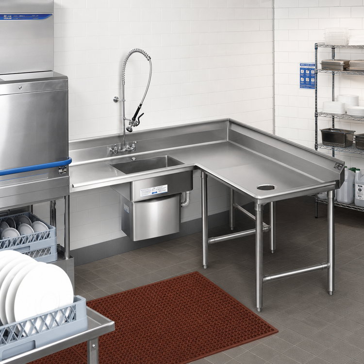 Product image #2 for Spec-Master SDTCR-120-14/3 Corner Soiled Dishtable with Pre-Rinse Sink, 120" Machine to Corner, Right-to-Left