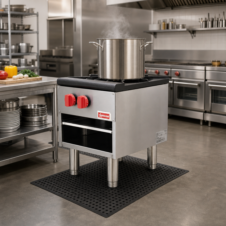 Product image #2 for Omcan USA Stainless Steel Single Gas Stock Pot Range, 18-Inch W x 21-Inch D, 100,000 BTU, Natural Gas with Propane Kit