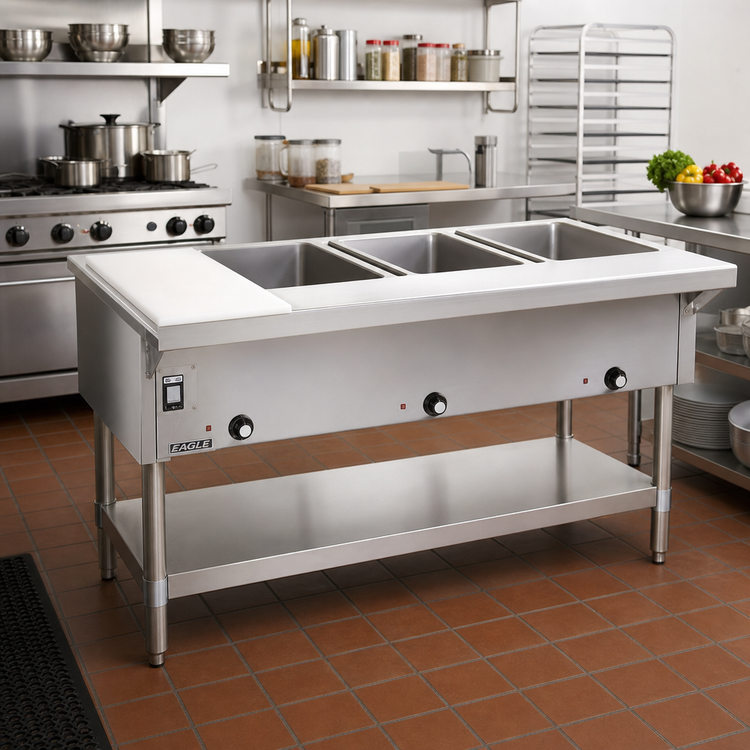 Product image #2 for Eagle Group 48-Inch Natural Gas Hot Food Table with 3 Dry Wells, Open Base, and Cutting Board