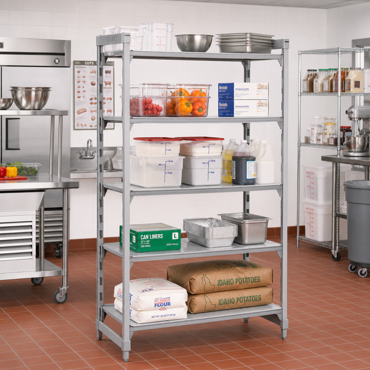 Product image #3 for Cambro Camshelving Premium 21" x 42" x 84" 5-Tier Solid Stationary Starter Unit