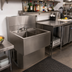 Thumbnail image #3 for BK Resources 48-Inch Three-Compartment Underbar Slimline Sink with Right Drainboard, Faucet, and 4-1/2-Inch Backsplash