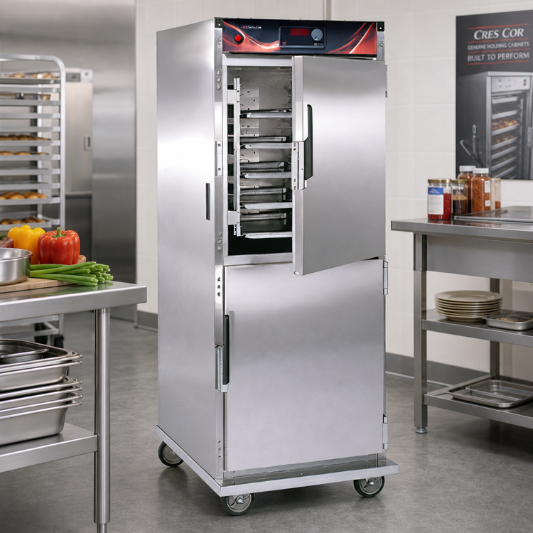 Product image #2 for Cres Cor Insulated Stainless Steel Heated Holding Cabinet with Left-Hand Dutch Doors, 32 Pan Capacity