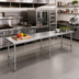Thumbnail image #2 for Sapphire 108-Inch x 18-Inch x 35-Inch Flat Top Stainless Steel Work Table with Open Base and Galvanized Legs
