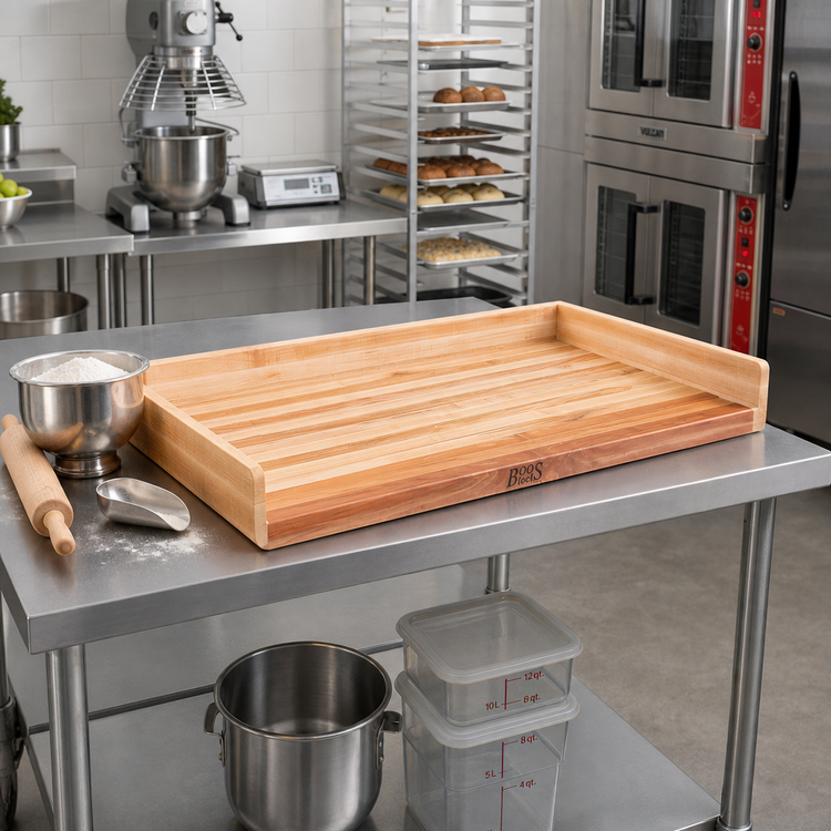 Product image #2 for John Boos Laminated Northern Hard Rock Maple Bakers' Work Table Top with 4-Inch Coved Backsplash, 48 x 36 x 1-3/4 Inches