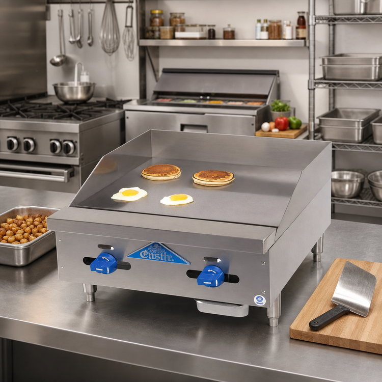 Product image #2 for Comstock-Castle Countertop Gas Griddle with 24" x 21" Polished Steel Plate, 50,000 BTU