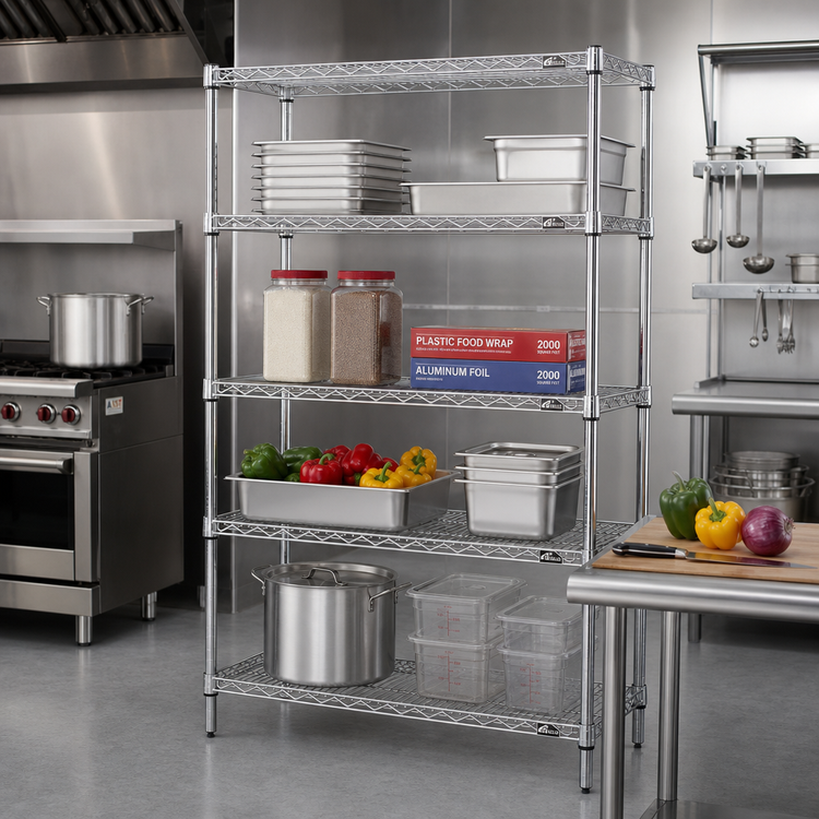 Product image #2 for Eagle Group 4-Tier Starter Wire Shelving Unit, 36 x 21 x 63 Inches, Stainless Steel Finish
