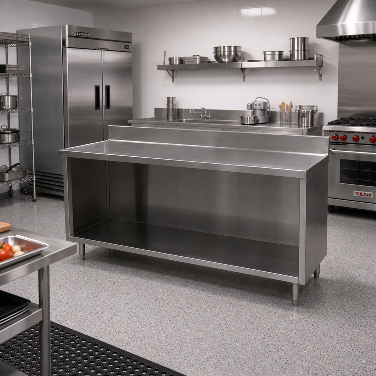 Product image #2 for Eagle Spec-Master Marine Counter Edge Open Front Work Table Cabinet, 96W x 30D, 14/304 Stainless Steel