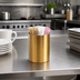 Thumbnail image #2 for American Metalcraft Gold-Finish Stainless Steel Cylinder Sugar Packet Holder, 2