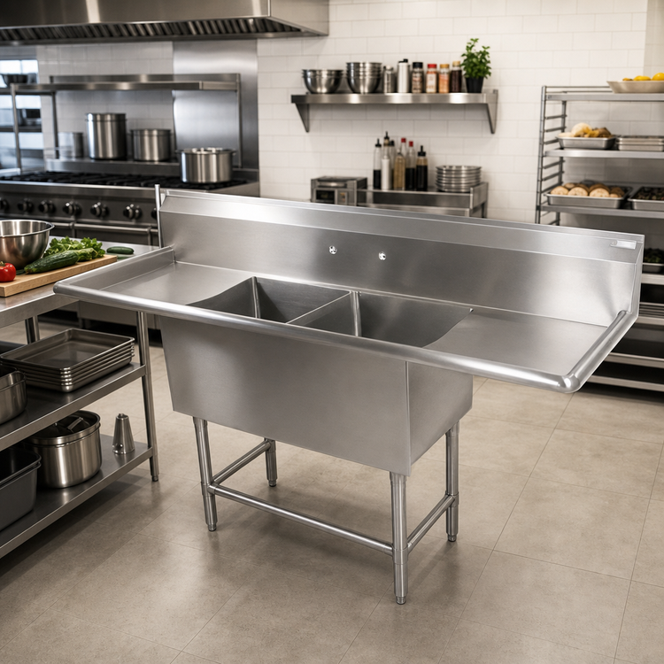 Product image #2 for John Boos Pro-Bowl 2-Compartment Stainless Steel Sink with Dual Drainboards