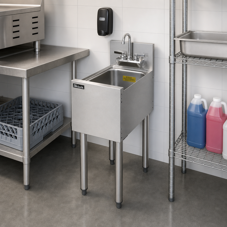 Product image #3 for Top Shelf TS Series Freestanding Underbar Wet Waste Sink Unit, 12-Inch Wide, Stainless Steel