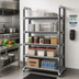 Thumbnail image #2 for Cambro Camshelving Elements XTRA 5-Tier Stationary Starter Polymer Shelving Unit, 18 x 36 x 84 Inches, Speckled Gray