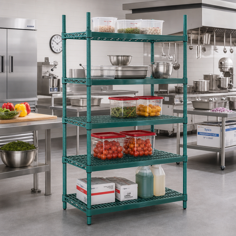 Product image #2 for QuadPlus 48 x 24 Inch Vented Green Polymer Shelf Mat with Quad-Adjust Wire Frame