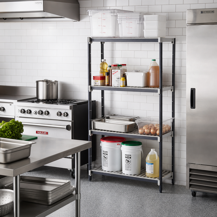 Product image #2 for Cambro Camshelving Elements XTRA Stationary Add-On Polymer Shelving Unit, 24"W x 24"D x 84"H, 4-Tier Vented