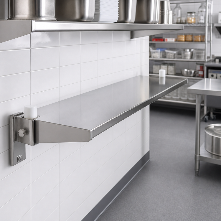 Product image #2 for Eagle Group Left Single Knob Foot Bracket for Cantilevered Shelving, 14 Inch, Stainless Steel