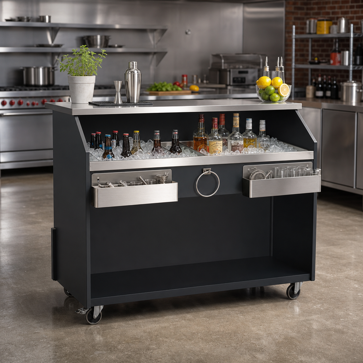 Product image #2 for Deluxe Standard Indoor Portable Bar with Stainless Steel Work Surface and Ice Bin