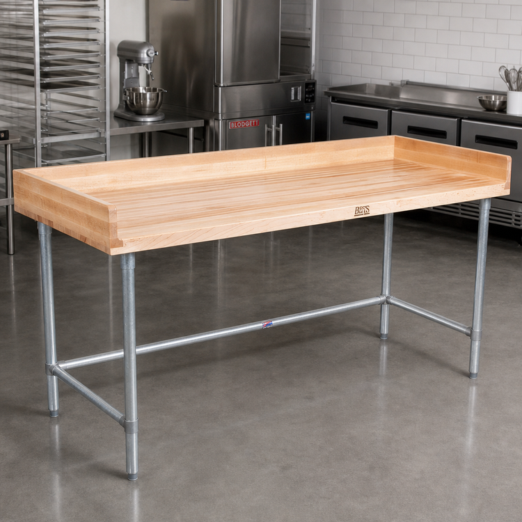 Product image #2 for John Boos DNB05 Baker's Wood Top Work Table with Galvanized Base, 96 x 24 Inches