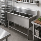 Thumbnail image #2 for John Boos Pro-Bowl 3PB1824 3-Compartment Stainless Steel Sink, 18 x 24 x 12 Inch Bowls, 10-Inch Backsplash, No Drainboards