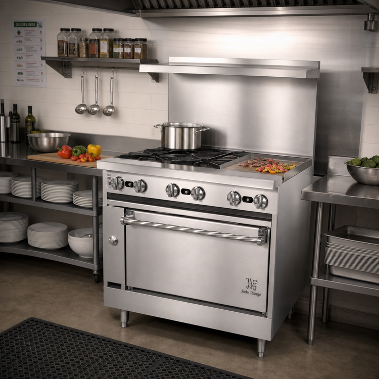 Product image #2 for Jade Range Bistro JBR-2-24G 36" Gas Restaurant Range with (2) Open Burners and 24" Griddle, Cabinet Base