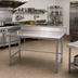 Thumbnail image #2 for Advance Tabco 48-Inch x 36-Inch 14-Gauge 304 Stainless Steel Work Table with 5-Inch Backsplash and Galvanized Open Base