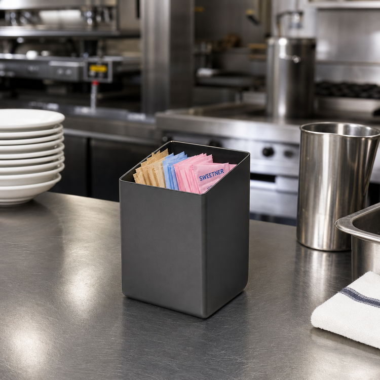 Product image #2 for American Metalcraft Black Stainless Steel Square Sugar Packet Holder