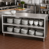 Thumbnail image #2 for John Boos 72-Inch Open Front Dish Cabinet with Stainless Steel Top, Open Base, and Mid-Shelf